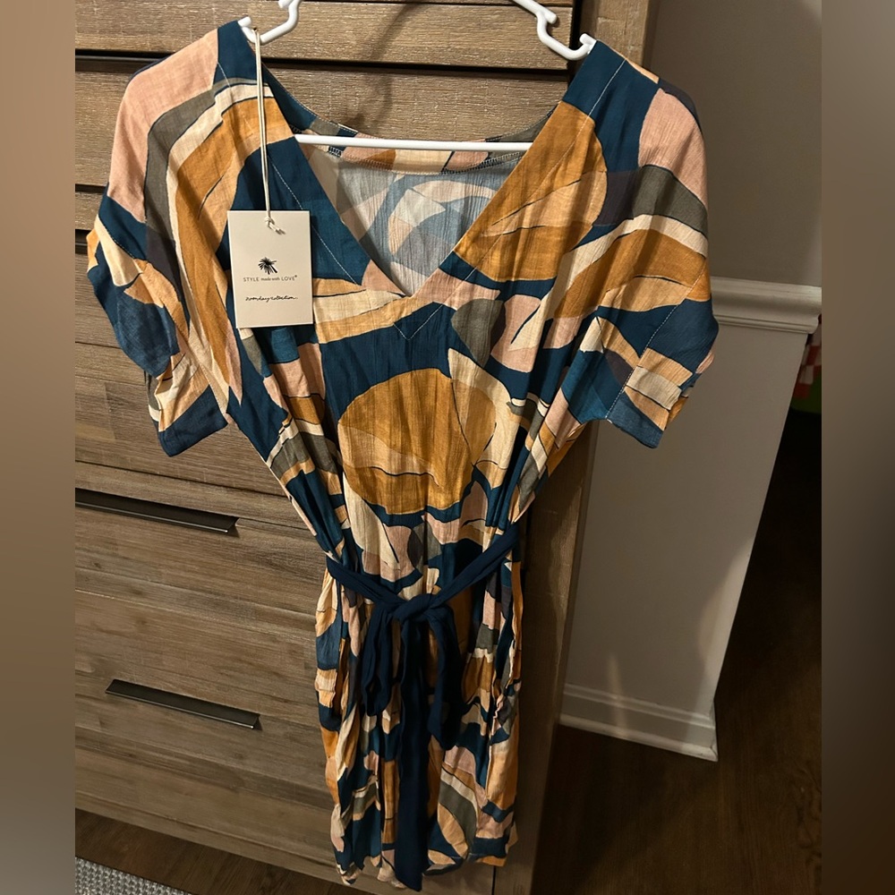 Noonday Collection Blue Wrap Sundress with Dolman Sleeves